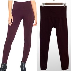 Spanx Legging Dark Red Side Seam Wide Waistband Cuffed Hem Size 1X